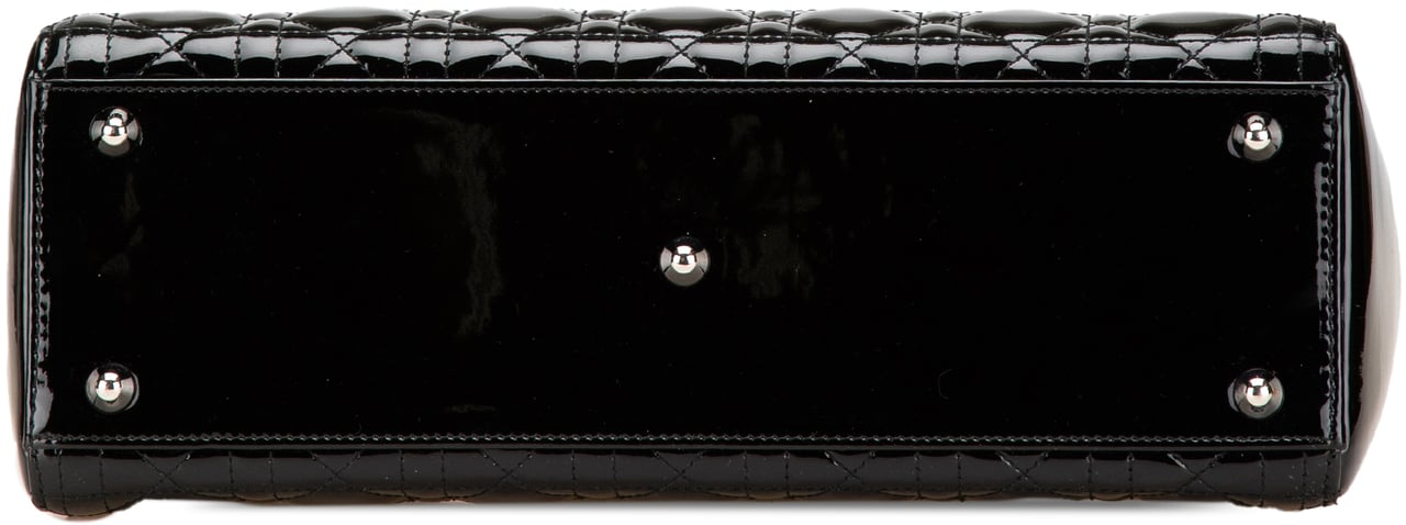 Dior Large Patent Cannage Lady Dior Zwart