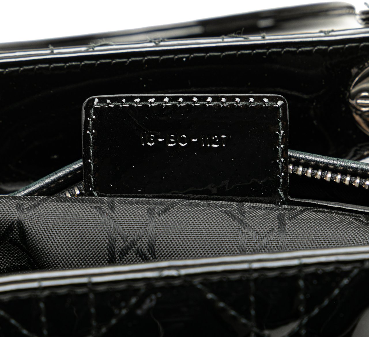 Dior Large Patent Cannage Lady Dior Zwart