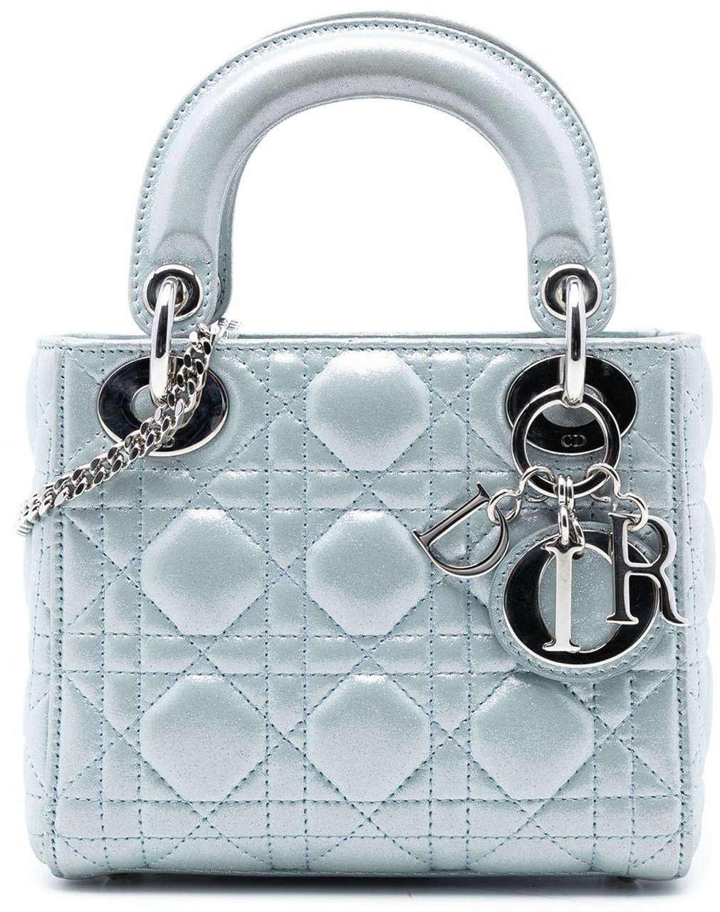 Dior Mini Iridescent Lambskin Cannage Lady Dior Blauw