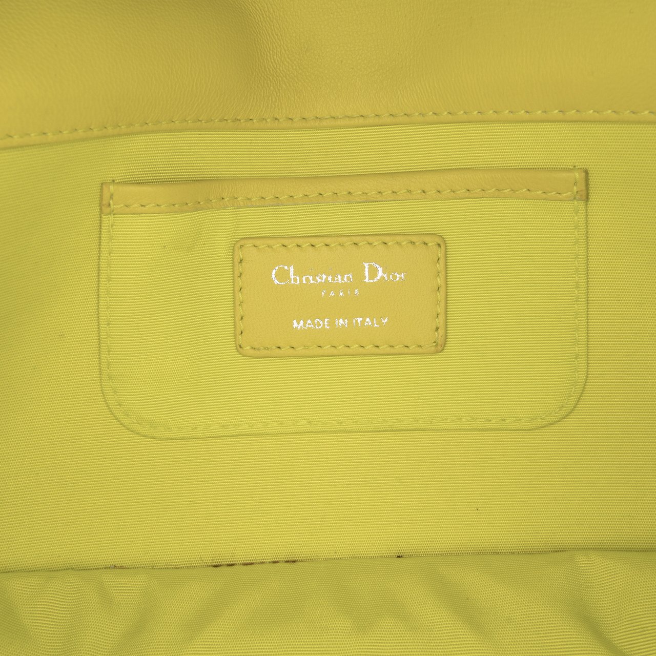Dior Lambskin Cannage Lady Dior Wallet On Chain Geel