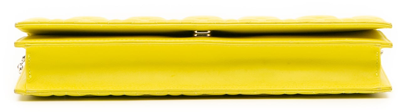 Dior Lambskin Cannage Lady Dior Wallet On Chain Geel