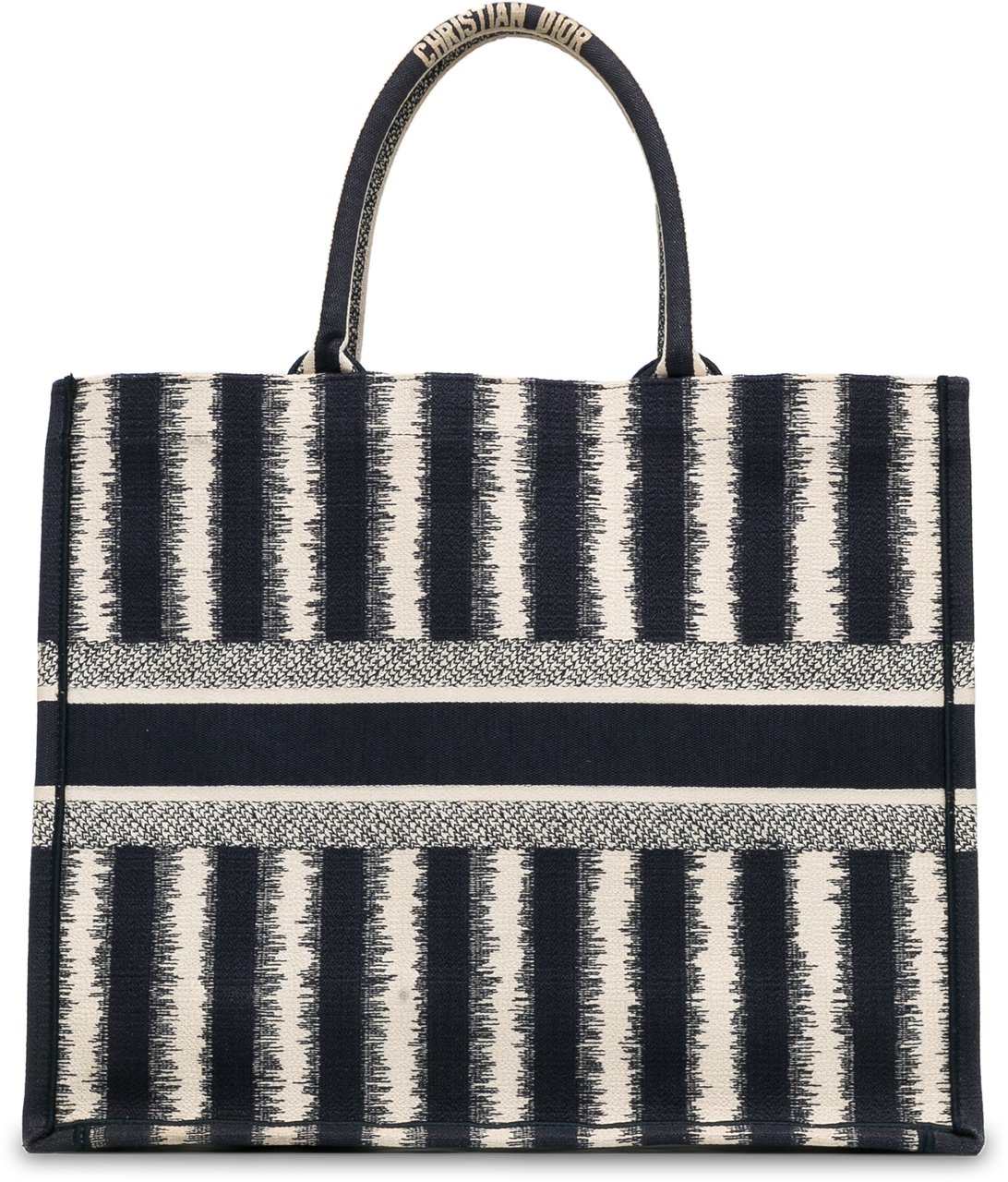 Dior Large Striped Book Tote Blauw