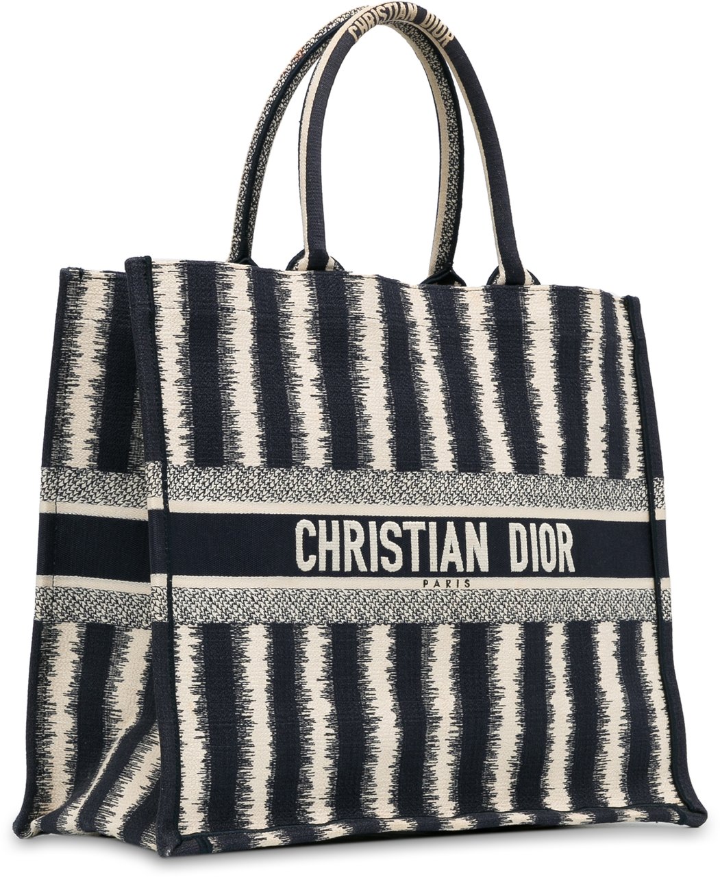 Dior Large Striped Book Tote Blauw