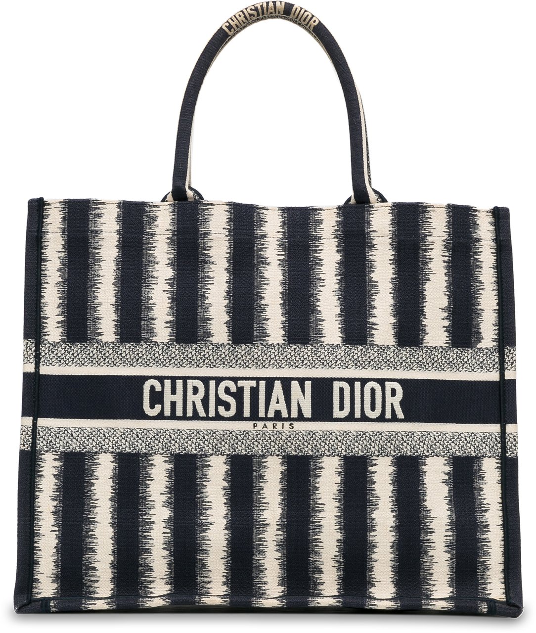 Dior Large Striped Book Tote Blauw