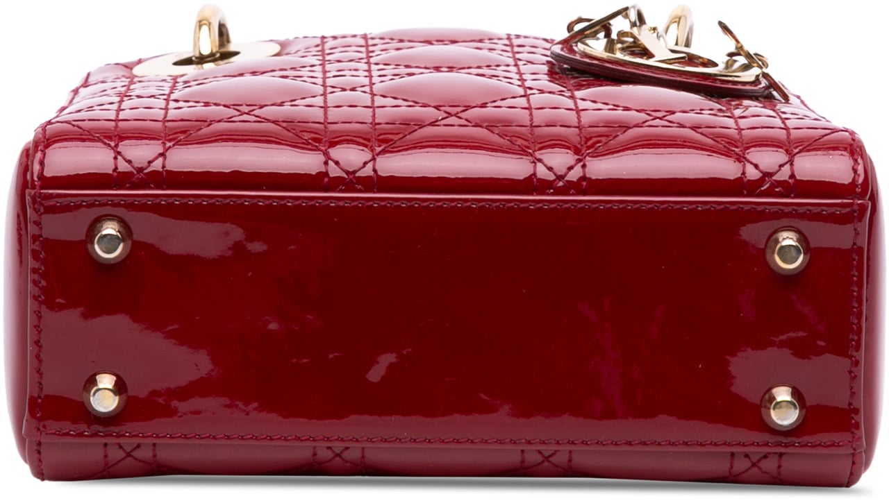 Dior Mini Patent Cannage Lady Dior Rood