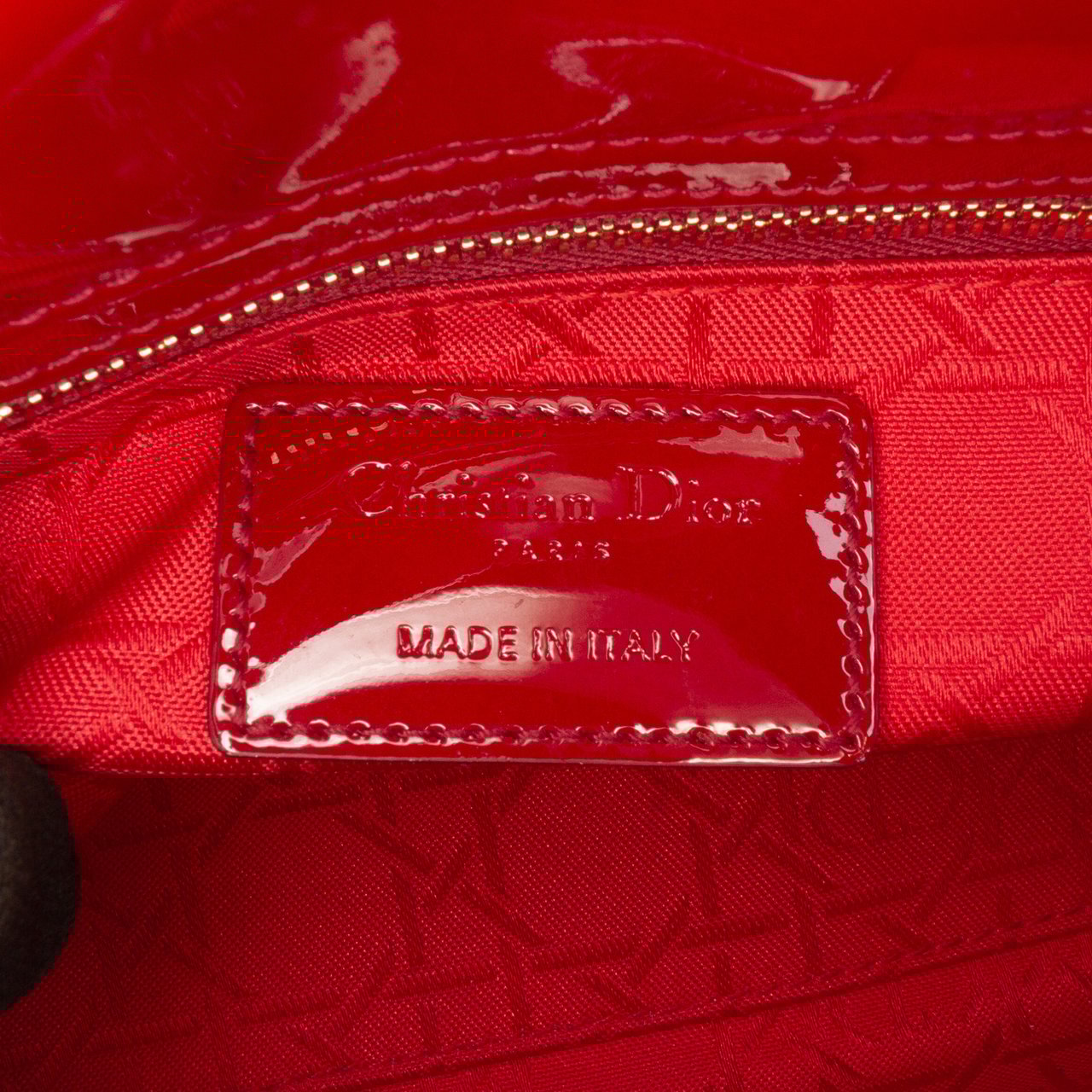 Dior Mini Patent Cannage Lady Dior Rood