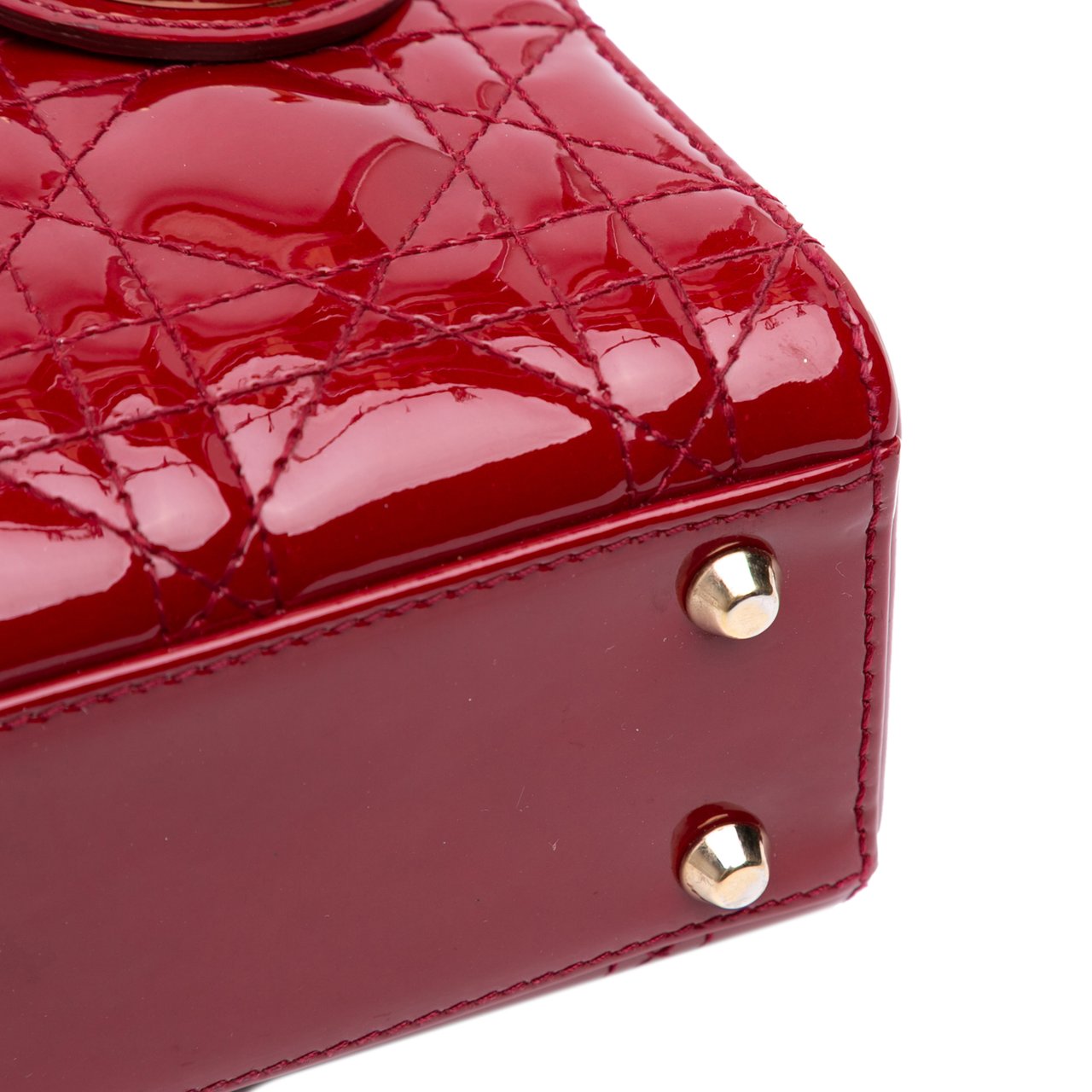 Dior Mini Patent Cannage Lady Dior Rood