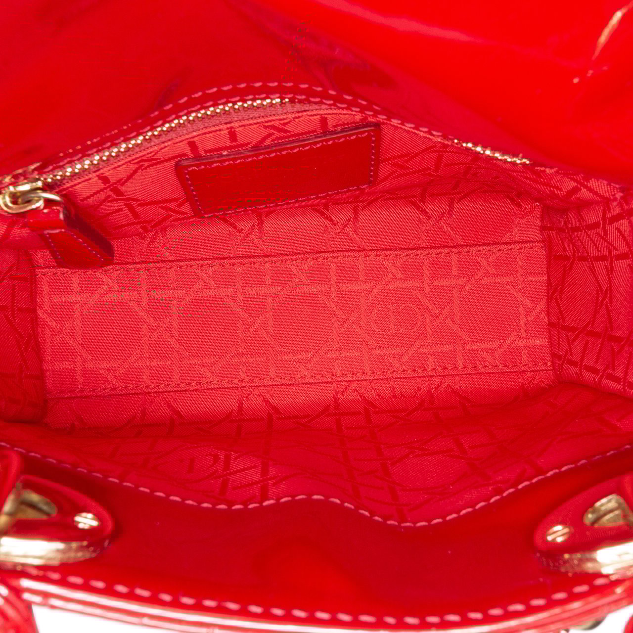 Dior Mini Patent Cannage Lady Dior Rood
