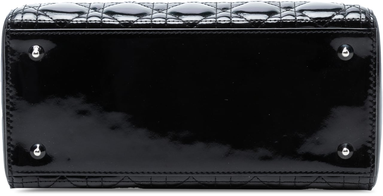Dior Medium Patent Cannage Lady Dior Zwart