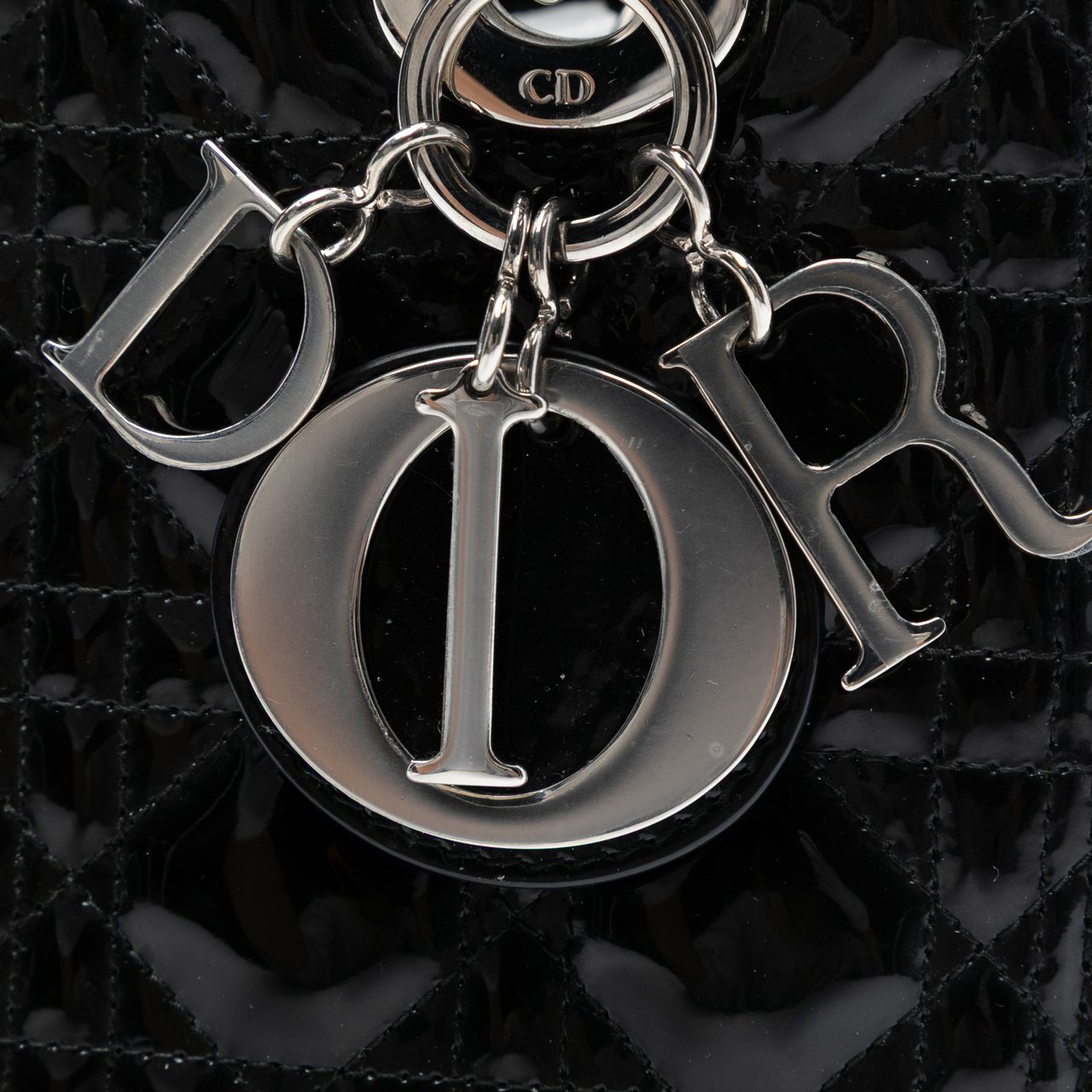 Dior Medium Patent Cannage Lady Dior Zwart