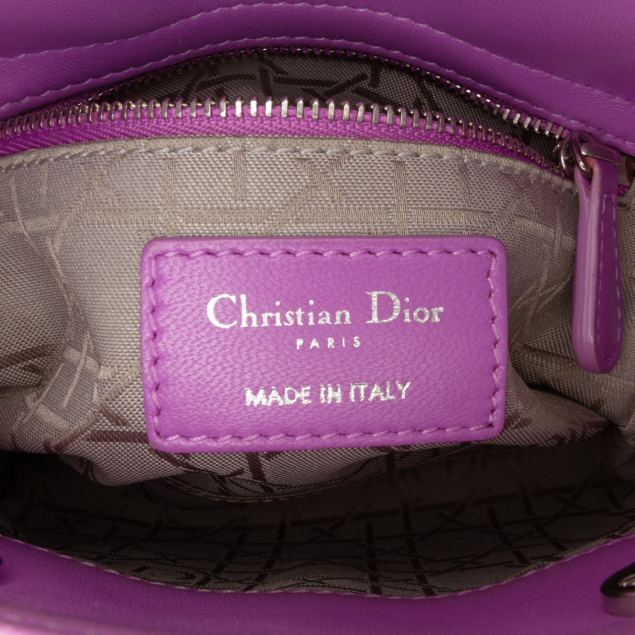 Dior Mini Lambskin Cannage Lady Dior Paars