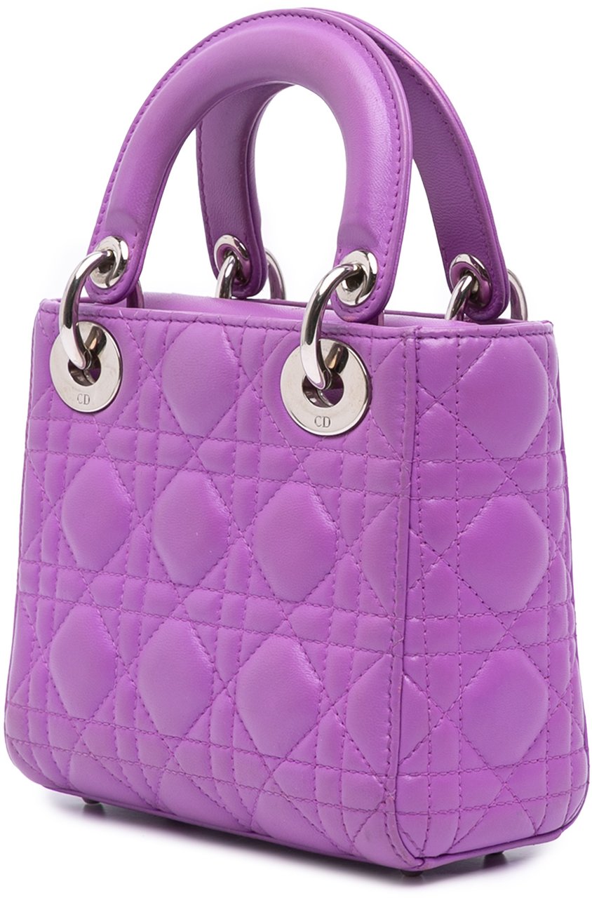Dior Mini Lambskin Cannage Lady Dior Paars