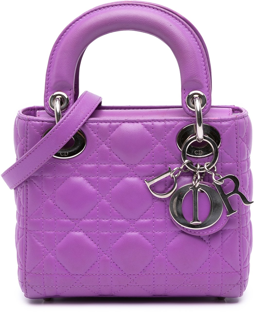 Dior Mini Lambskin Cannage Lady Dior Paars