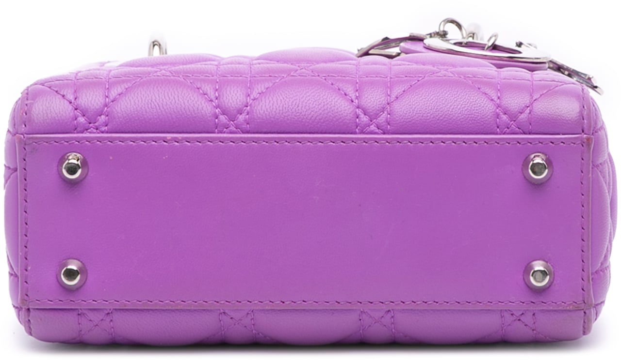 Dior Mini Lambskin Cannage Lady Dior Paars
