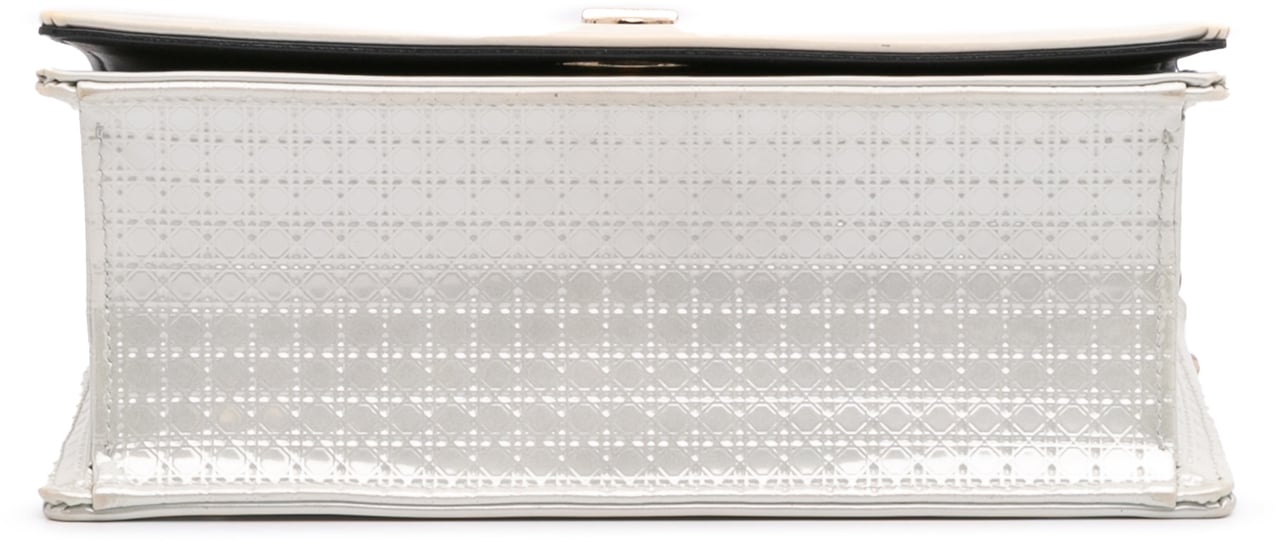 Dior Small Metallic Patent Microcannage Diorama Flap Zilver
