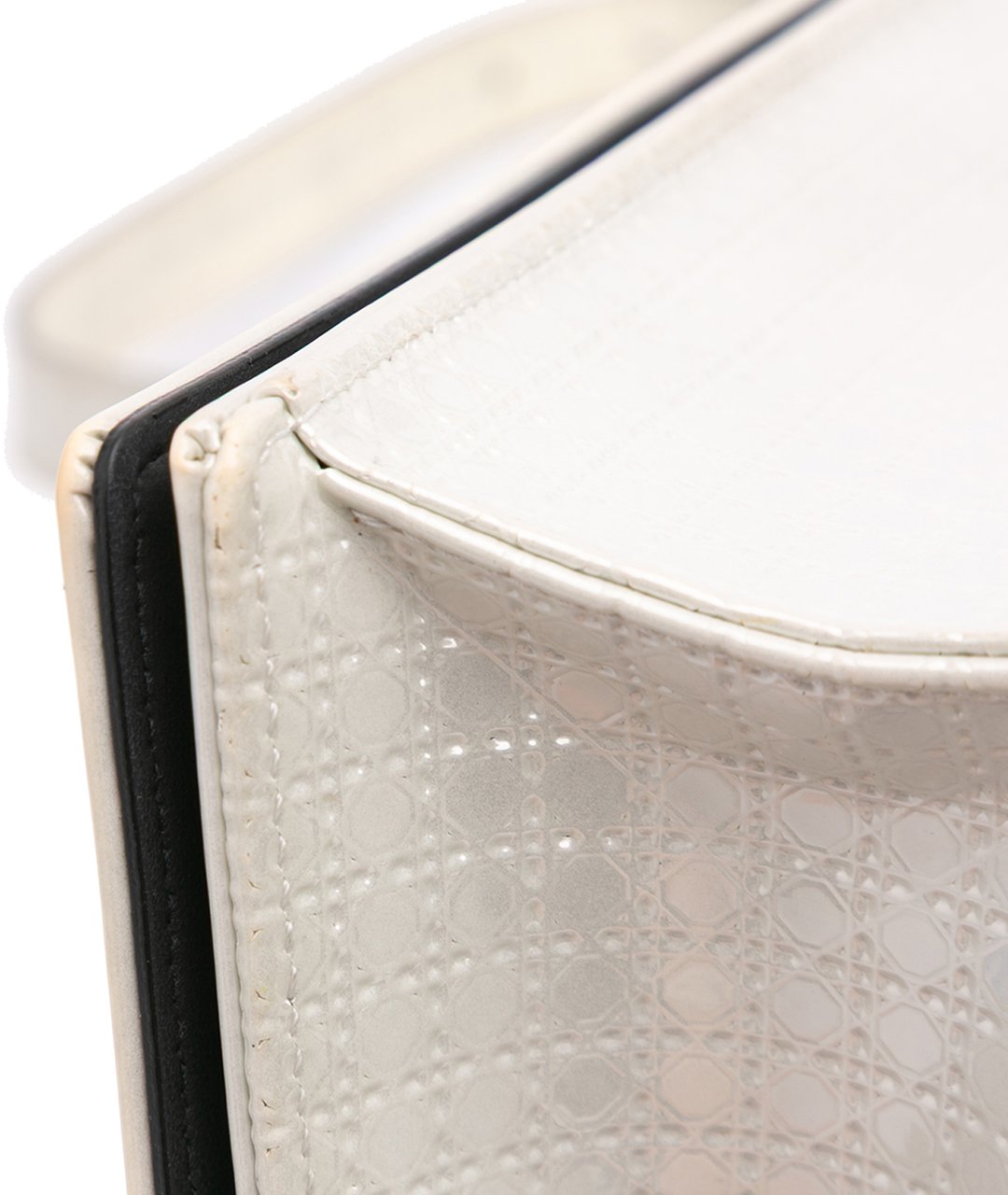 Dior Small Metallic Patent Microcannage Diorama Flap Zilver