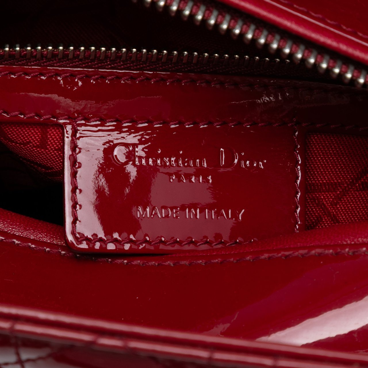 Dior Medium Patent Cannage Lady Dior Rood