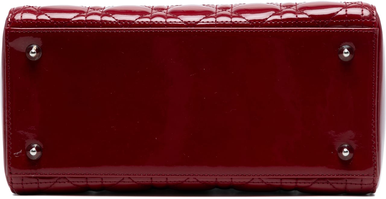 Dior Medium Patent Cannage Lady Dior Rood
