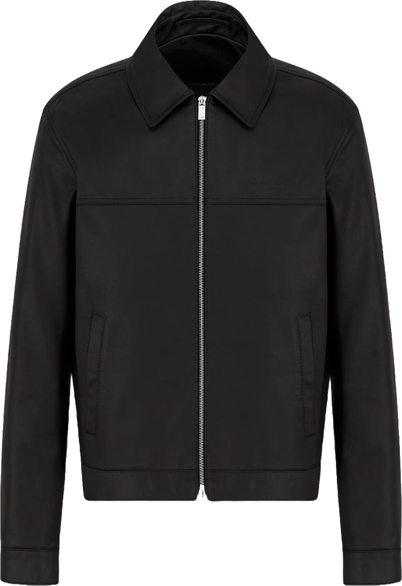 Dior Quilted-Back Black Leather Minimalist Jacket Zwart