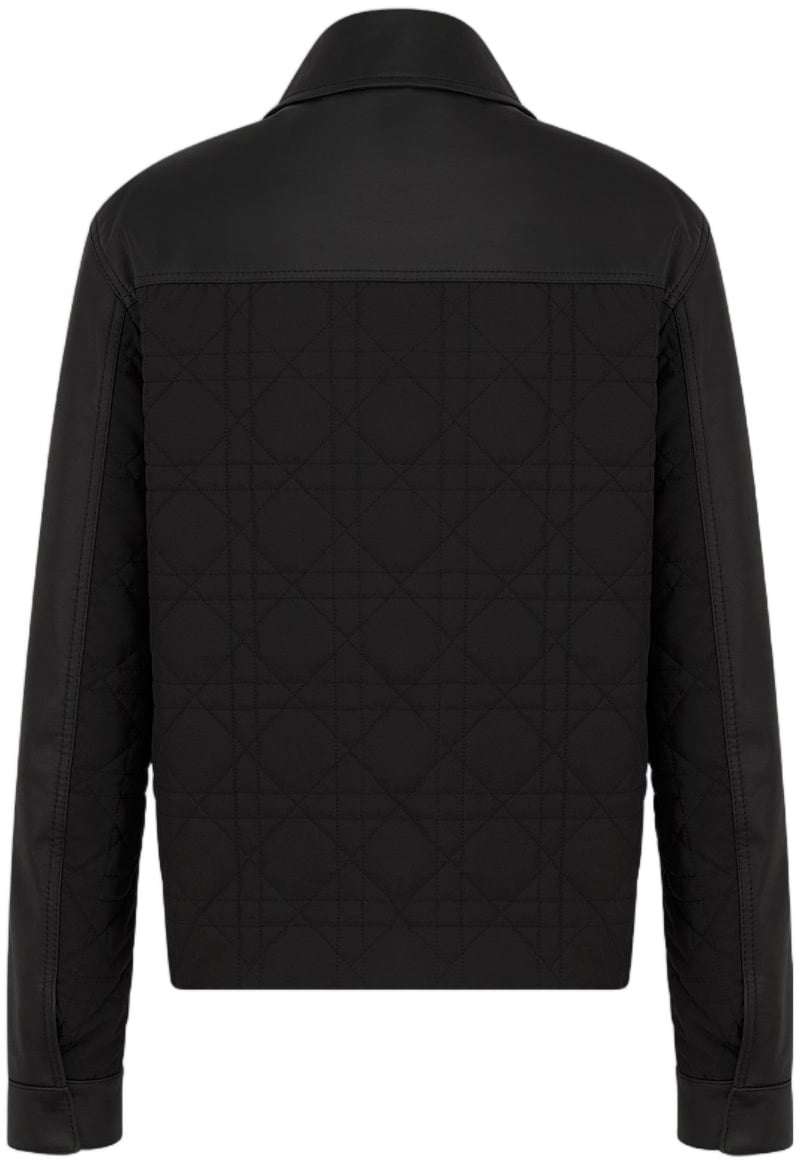 Dior Quilted-Back Black Leather Minimalist Jacket Zwart