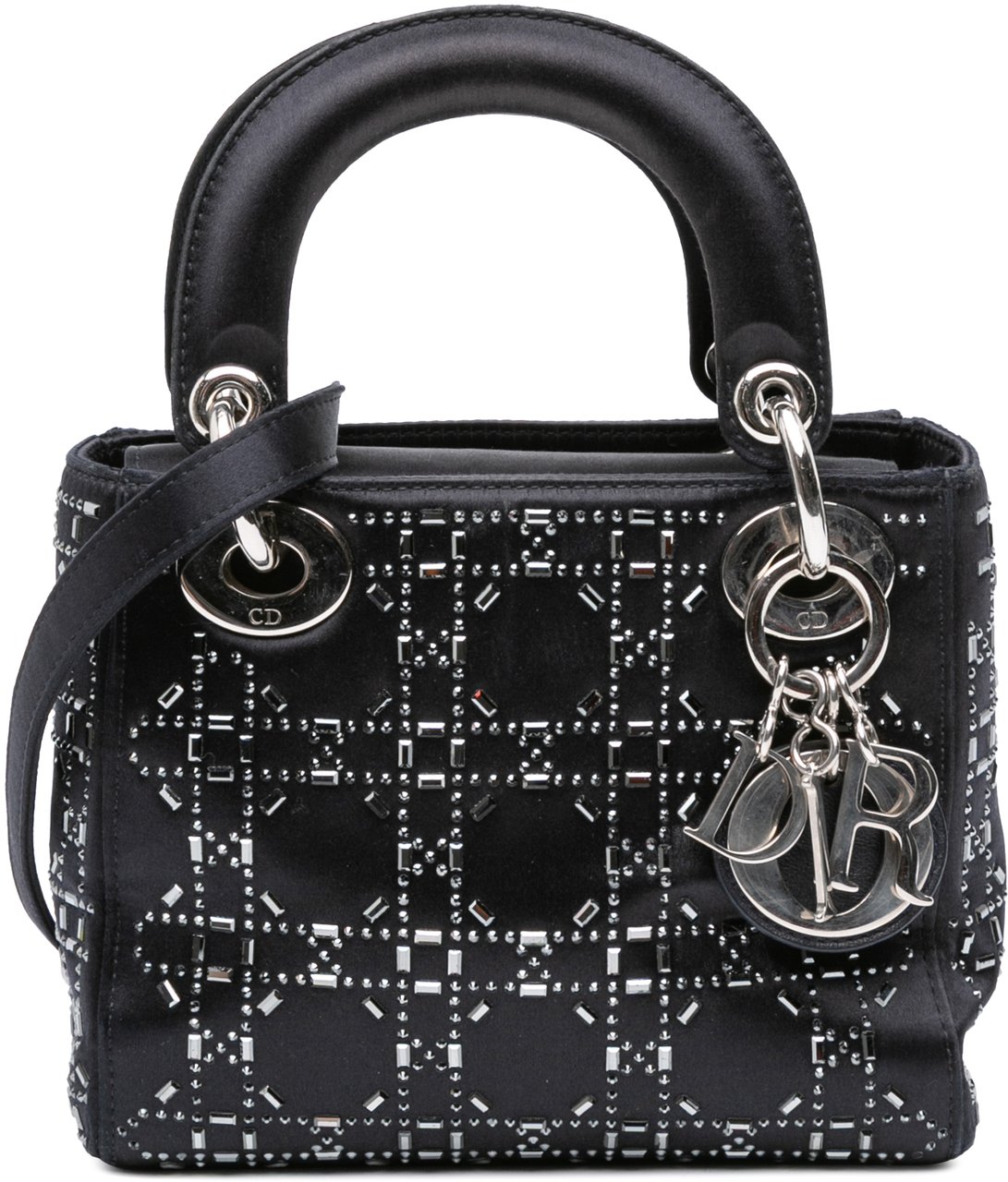 Dior Mini Satin Cannage Strass Crystal Embellished Lady Dior Zwart