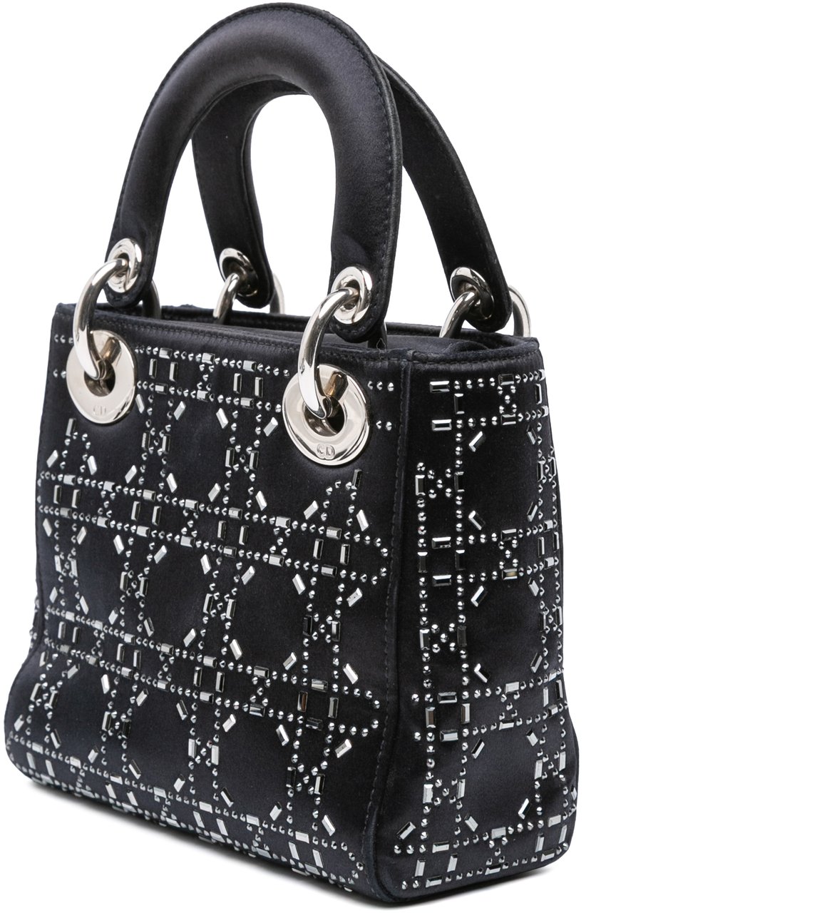 Dior Mini Satin Cannage Strass Crystal Embellished Lady Dior Zwart