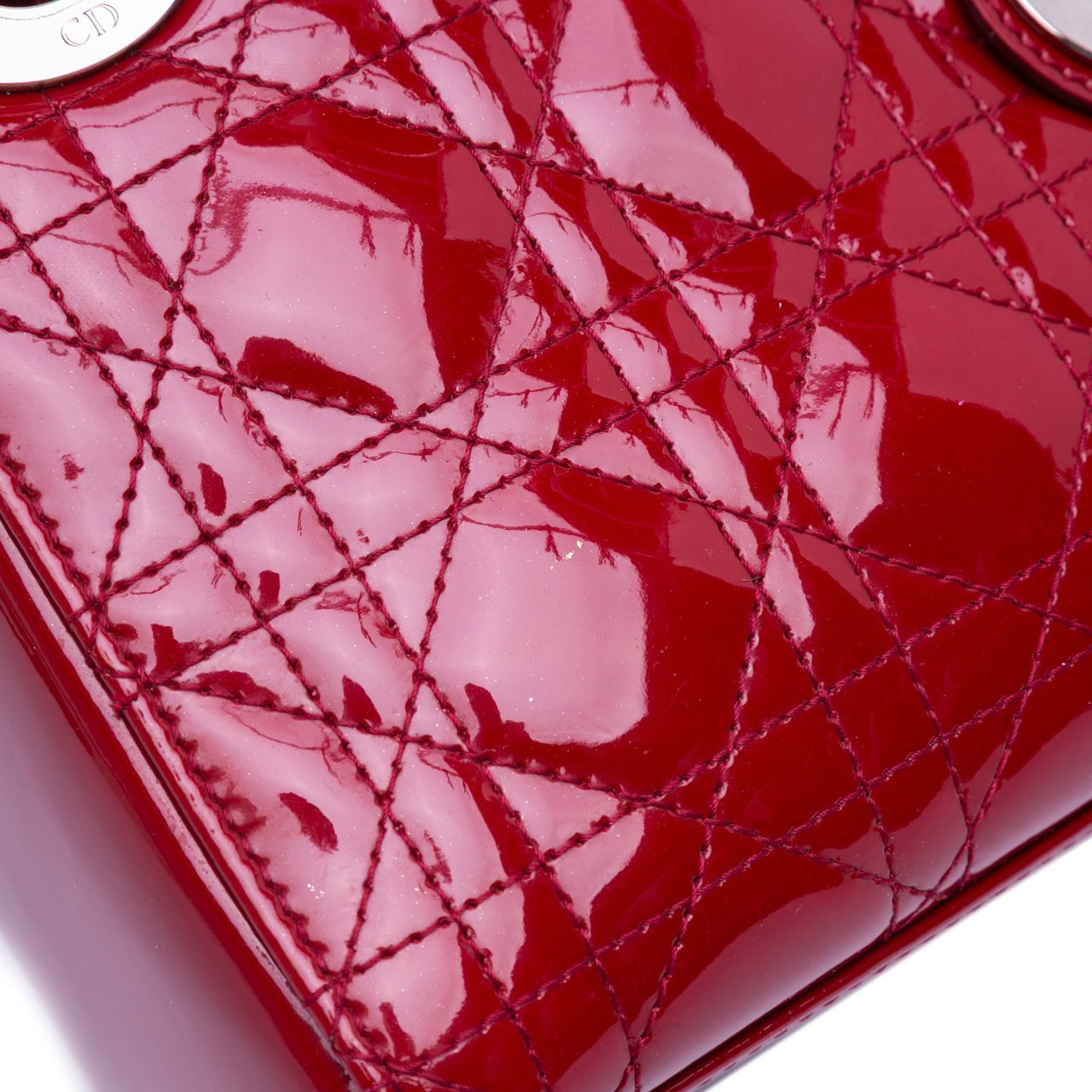 Dior Mini Patent Cannage Lady Dior Rood