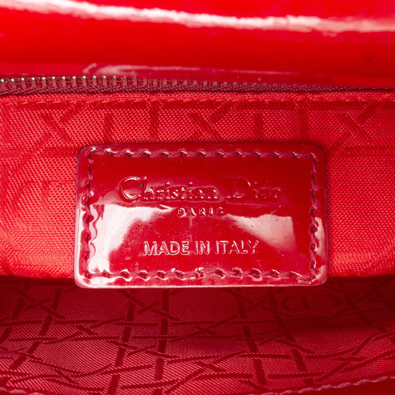 Dior Mini Patent Cannage Lady Dior Rood