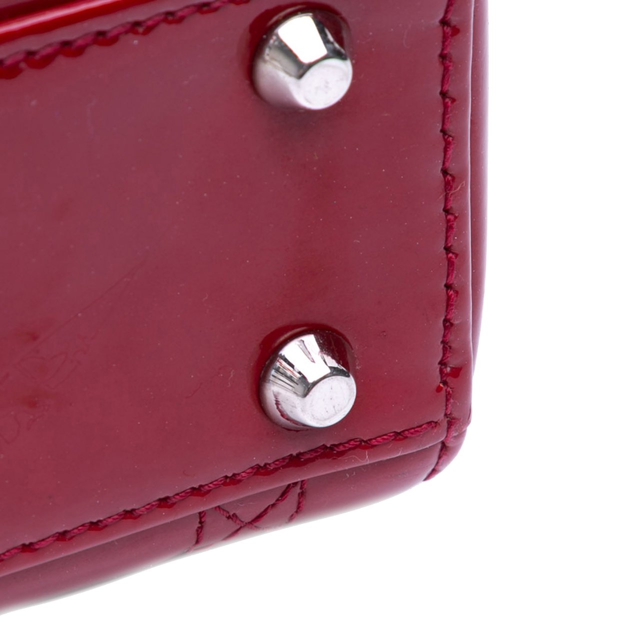 Dior Mini Patent Cannage Lady Dior Rood