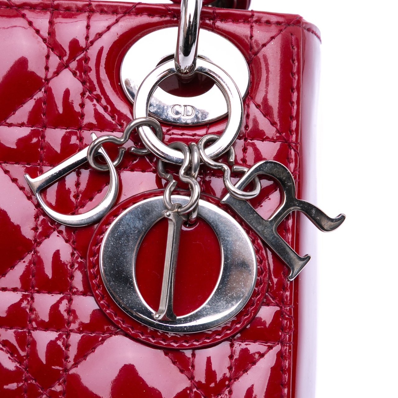 Dior Mini Patent Cannage Lady Dior Rood