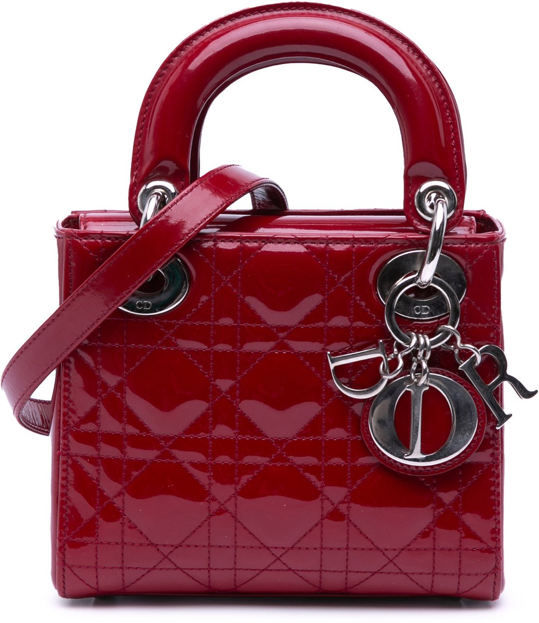 Dior Mini Patent Cannage Lady Dior Rood