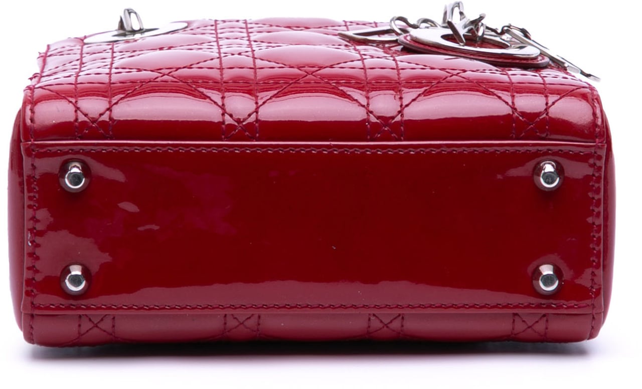 Dior Mini Patent Cannage Lady Dior Rood