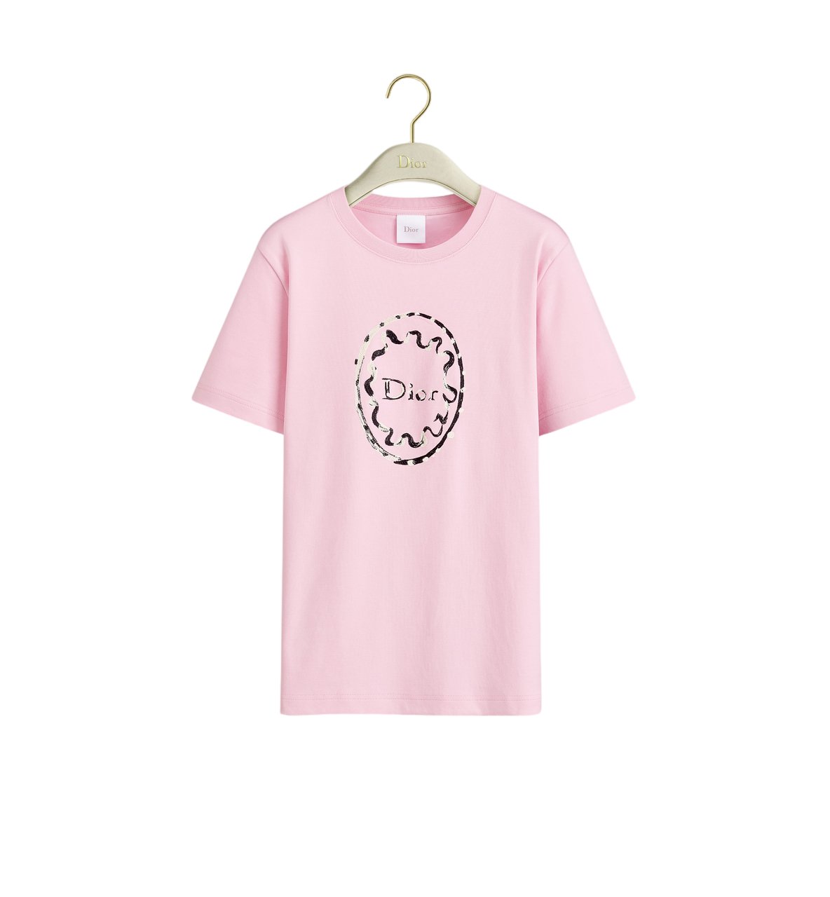 Dior Soft Pink T-Shirt with Embroidered Dior Design Paars