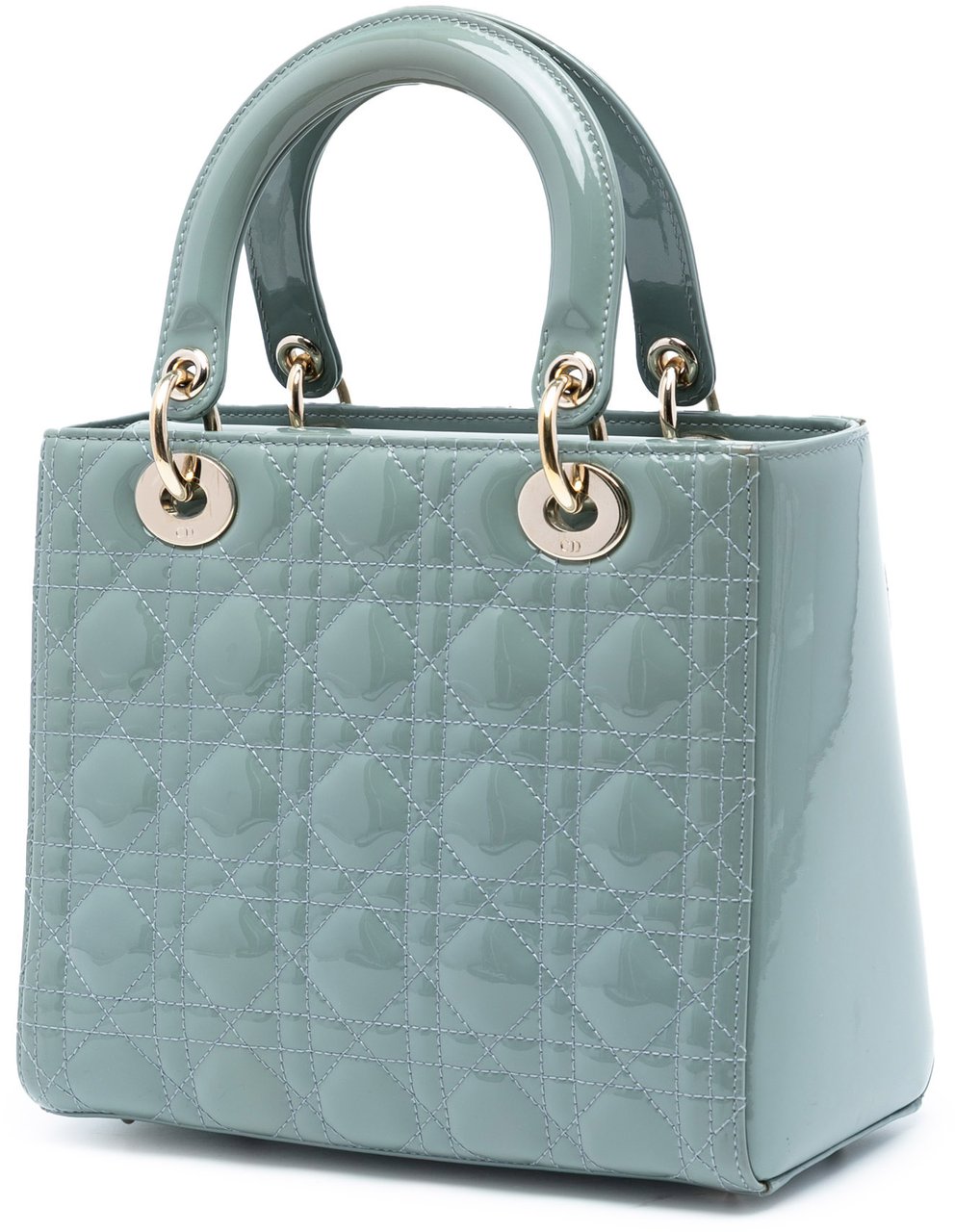 Dior Medium Patent Cannage Lady Dior Blauw