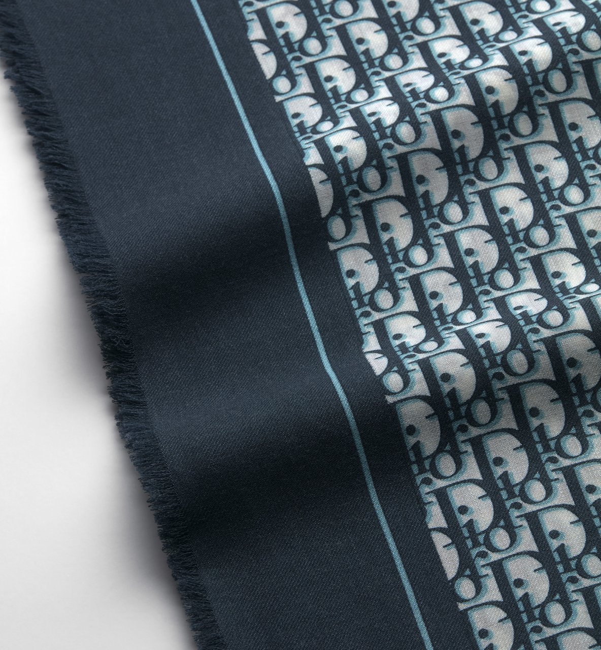 Dior Square Monogram Scarf With Contrasting Edges Grijs