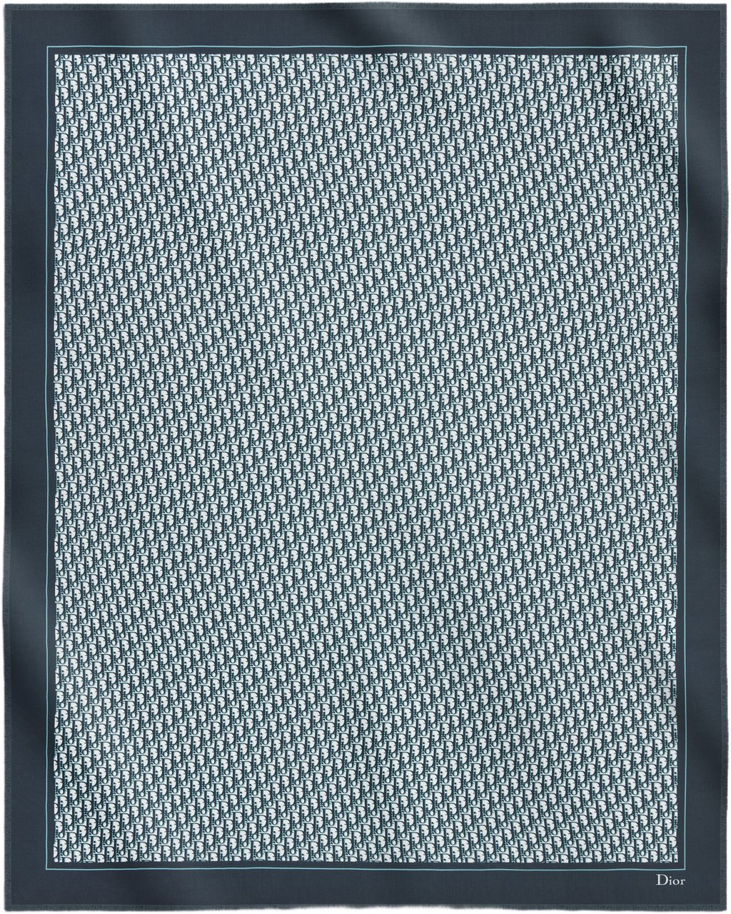 Dior Square Monogram Scarf With Contrasting Edges Grijs
