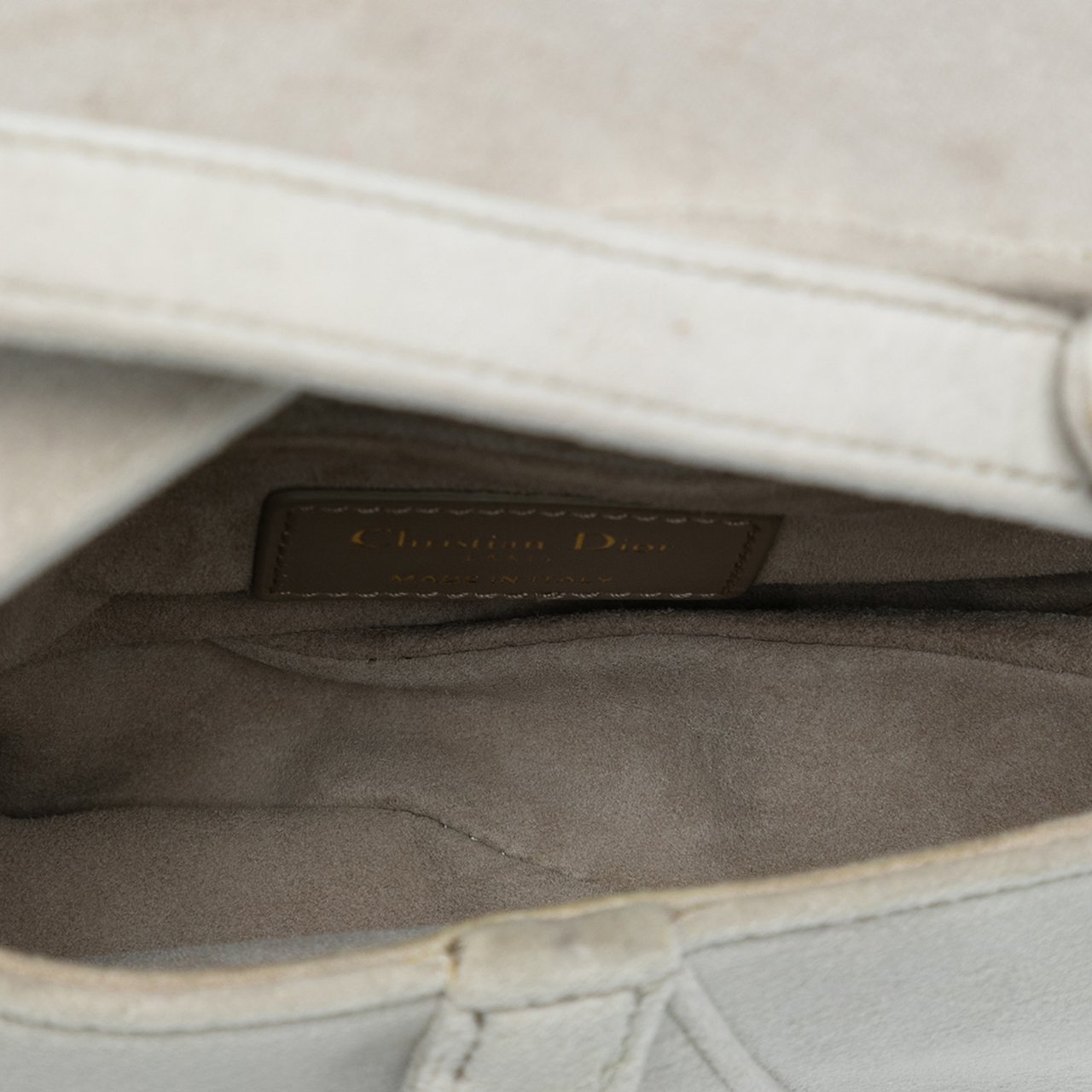 Dior Mini Velvet Crystal Embellished Hardware Saddle Bag Grijs