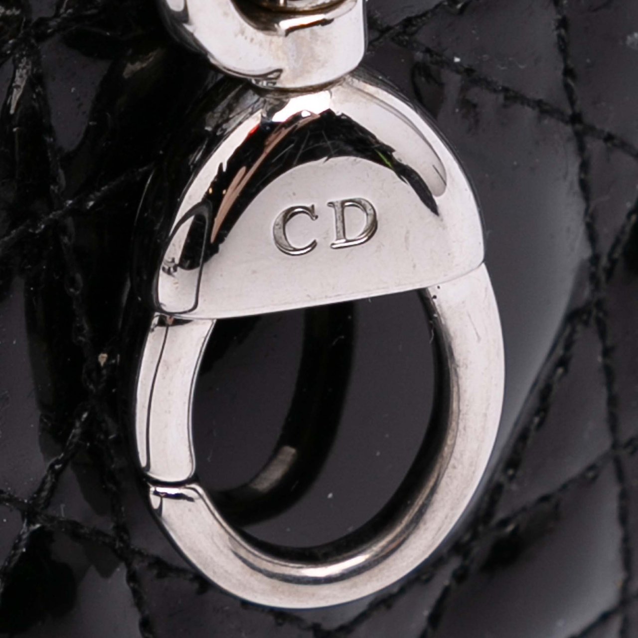 Dior Medium Patent Cannage Lady Dior Zwart