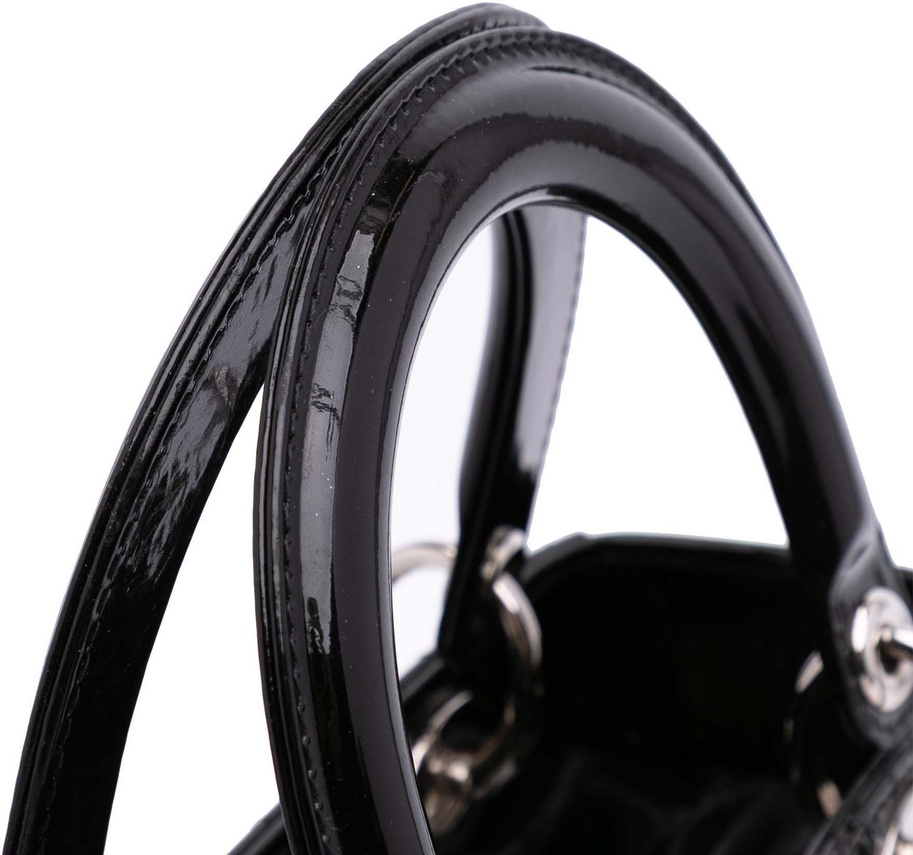 Dior Medium Patent Cannage Lady Dior Zwart