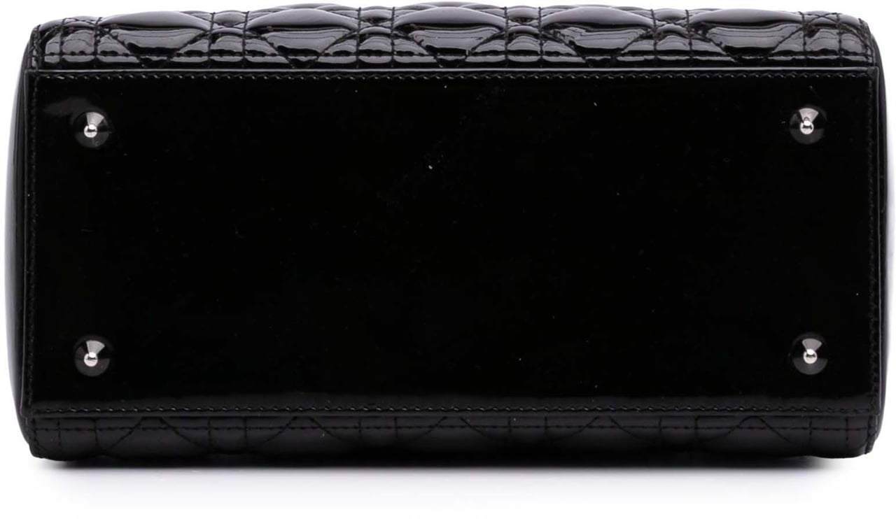Dior Medium Patent Cannage Lady Dior Zwart