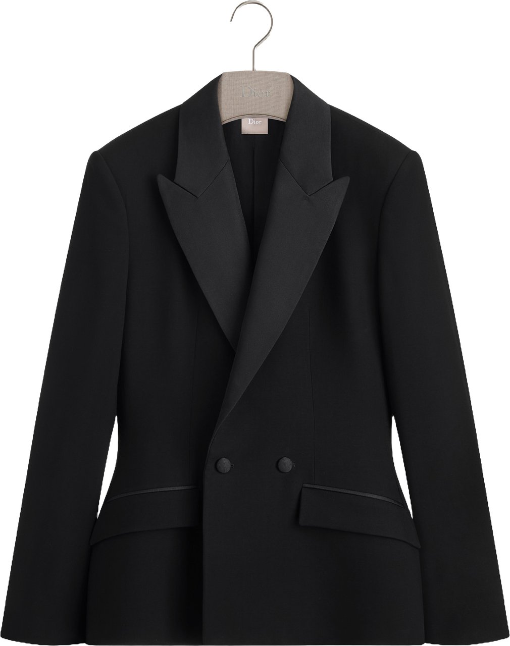 Dior Double-Breasted Tailored Woven Jacket With Pointed Lapels Zwart