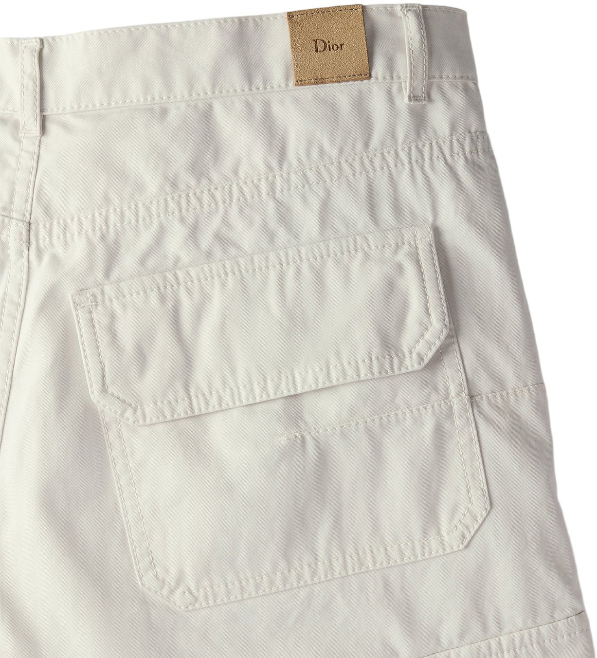 Dior Straight-Cut Minimalist White Cotton Shorts Wit