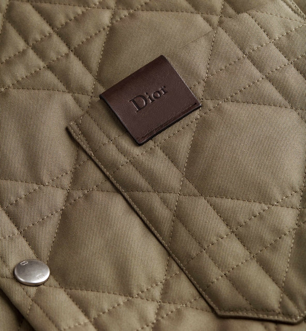 Dior Cotton Quilted Diamond Stitch Woven Shirt Bruin