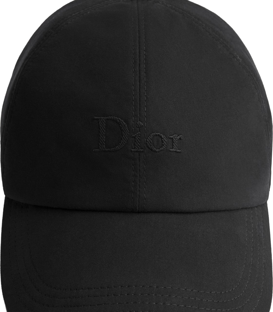 Dior Curved Brim Black Baseball Cap With Tonal Embroidery Zwart