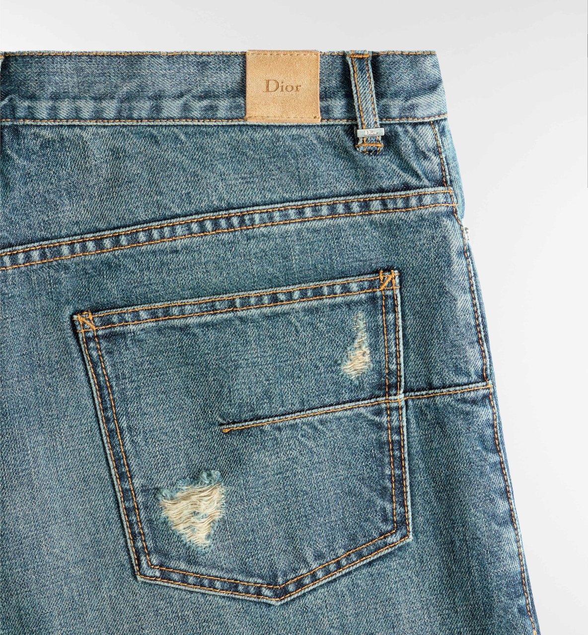 Dior Classic Straight-Leg Denim Jeans With Distressed Details Blauw