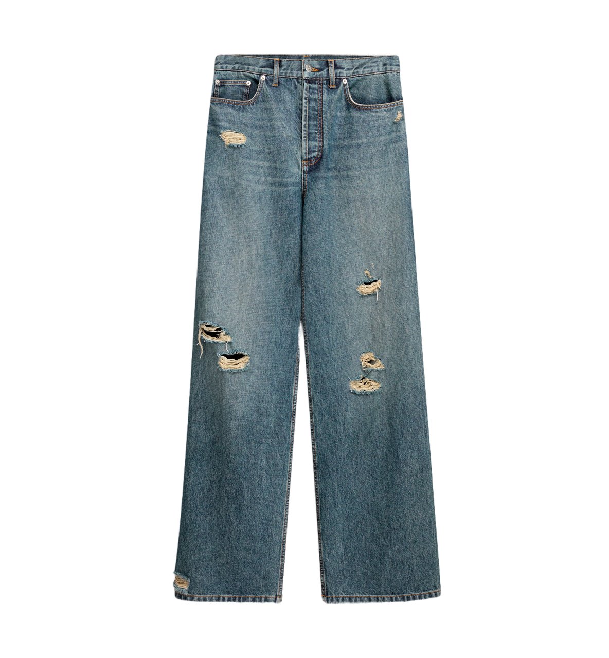 Dior Classic Straight-Leg Denim Jeans With Distressed Details Blauw