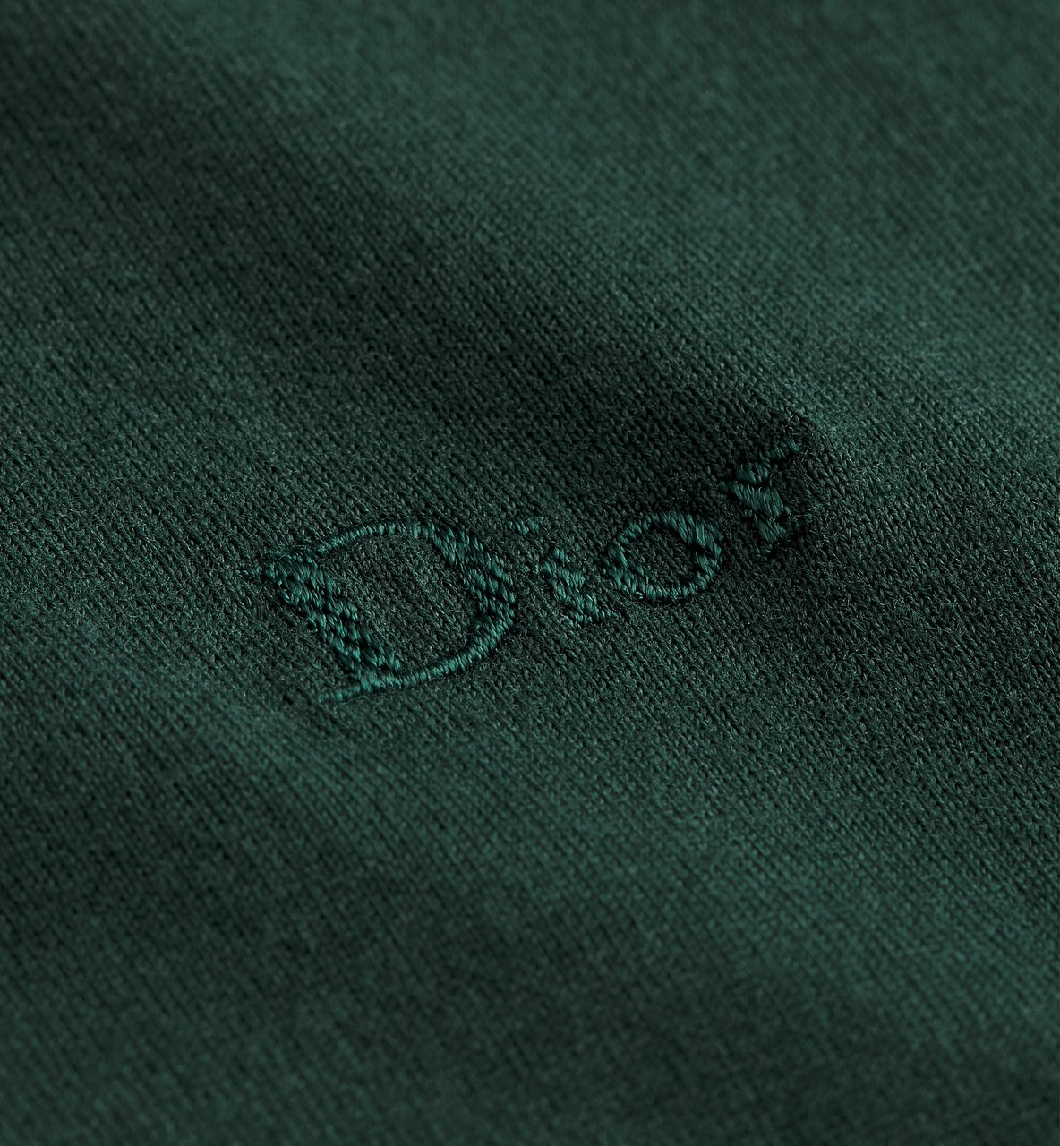 Dior Dark Green Regular Embroidered Logo T-Shirt Groen
