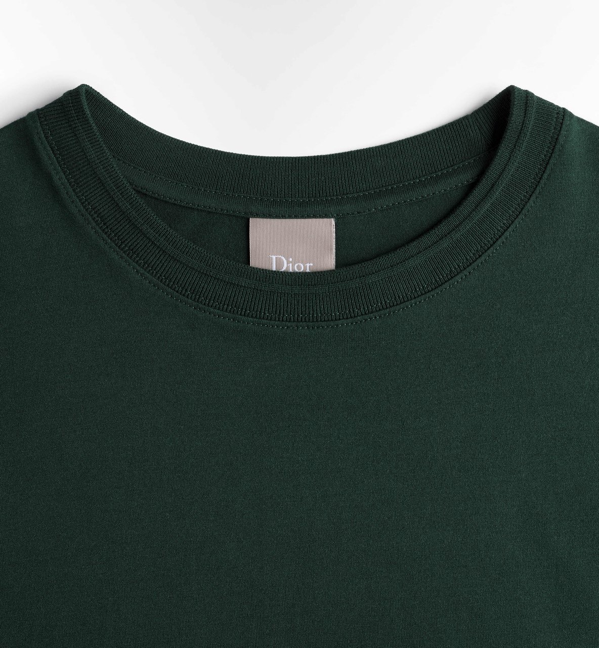 Dior Dark Green Regular Embroidered Logo T-Shirt Groen