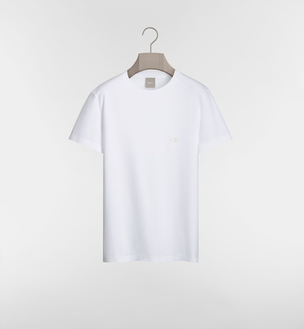 Dior Short-Sleeve White T-Shirt With Subtle Embroidery Wit