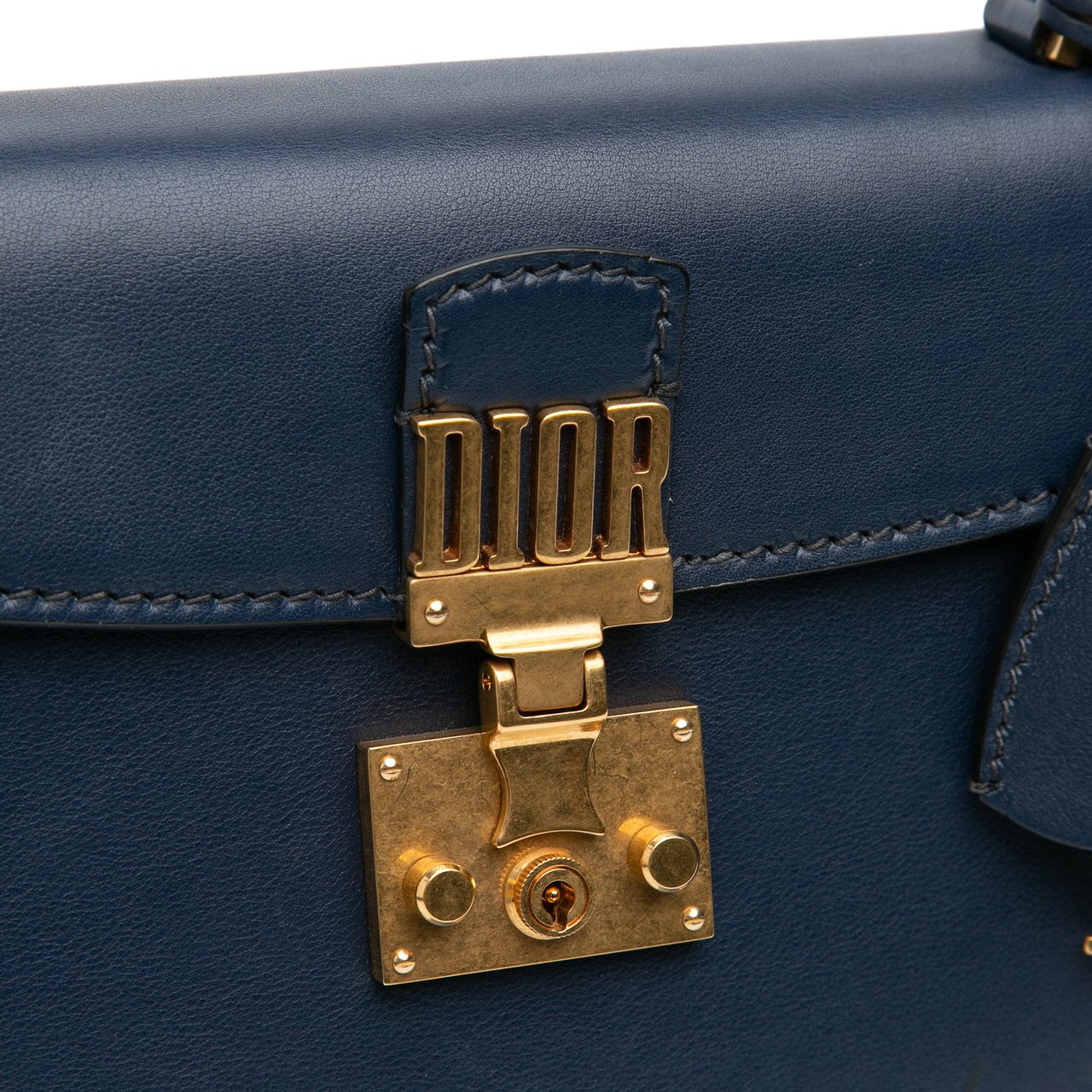 Dior Leather DiorAddict Top Handle Bag Blauw